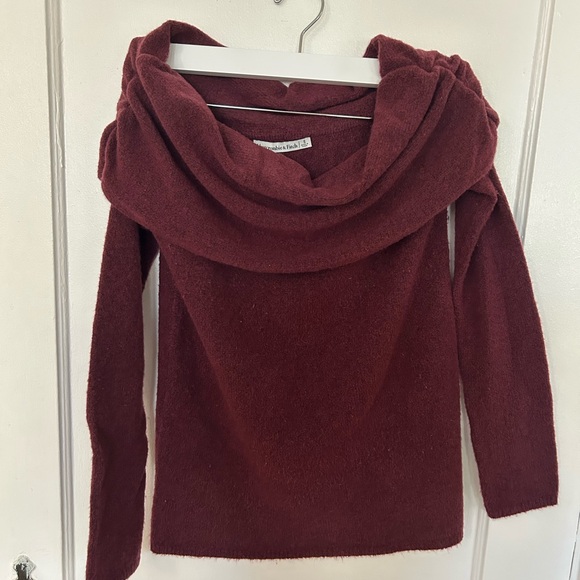 Abercrombie foldover off-the-shoulder sweater - Small - dark red / burgundy - Picture 1 of 7